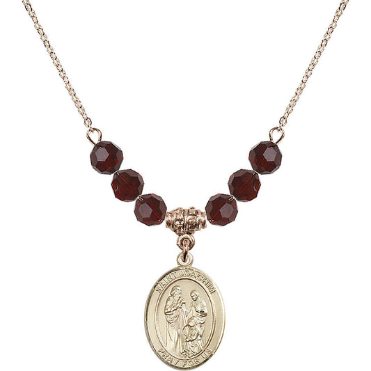 14kt Gold Filled Saint Joachim Birthstone Necklace with Garnet Beads - 8348