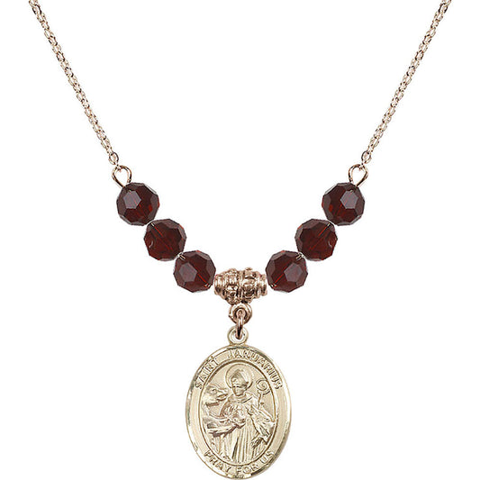 14kt Gold Filled Saint Januarius Birthstone Necklace with Garnet Beads - 8351