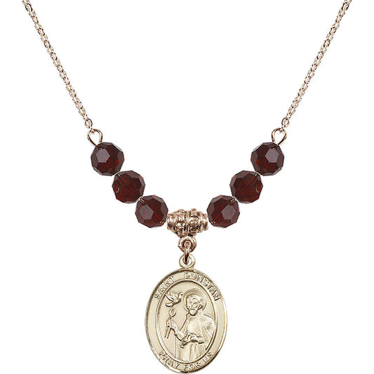 14kt Gold Filled Saint Dunstan Birthstone Necklace with Garnet Beads - 8355