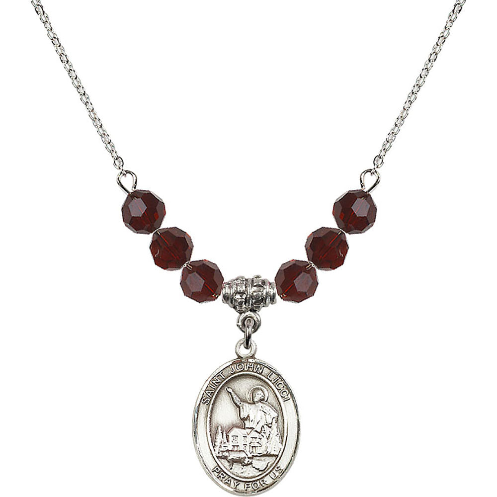Sterling Silver Saint John Licci Birthstone Necklace with Garnet Beads - 8358