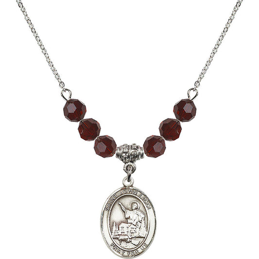 Sterling Silver Saint John Licci Birthstone Necklace with Garnet Beads - 8358