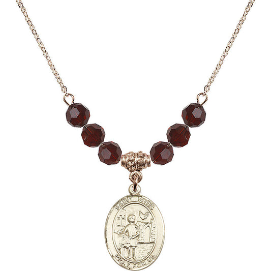 14kt Gold Filled Saint Vitus Birthstone Necklace with Garnet Beads - 8368