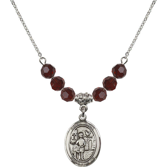 Sterling Silver Saint Vitus Birthstone Necklace with Garnet Beads - 8368