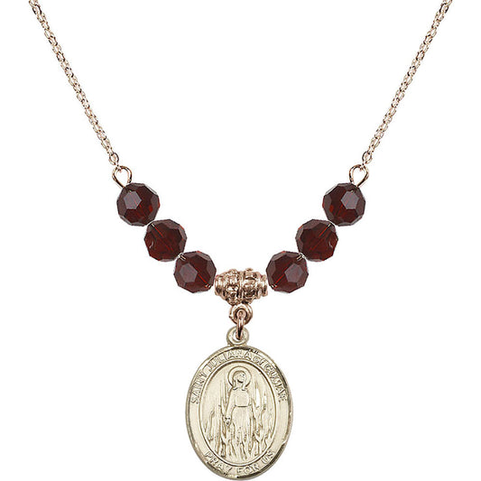 14kt Gold Filled Saint Juliana of Cumae Birthstone Necklace with Garnet Beads - 8372