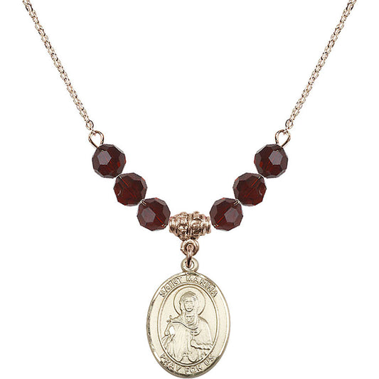 14kt Gold Filled Saint Marina Birthstone Necklace with Garnet Beads - 8379
