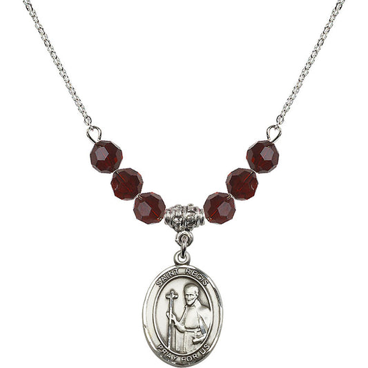 Sterling Silver Saint Regis Birthstone Necklace with Garnet Beads - 8380