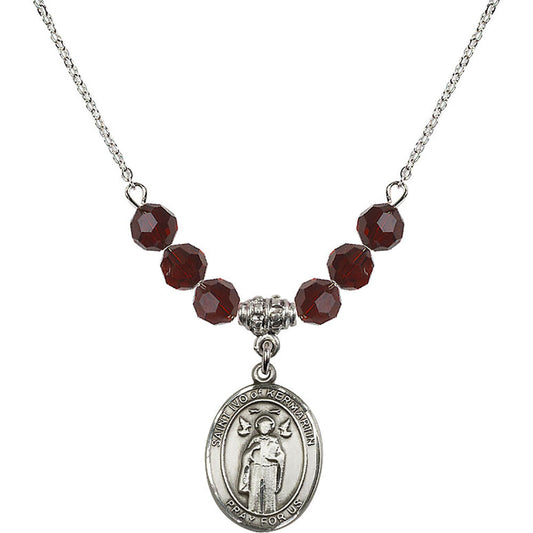 Sterling Silver Saint Ivo of Kelmartin Birthstone Necklace with Garnet Beads - 8384