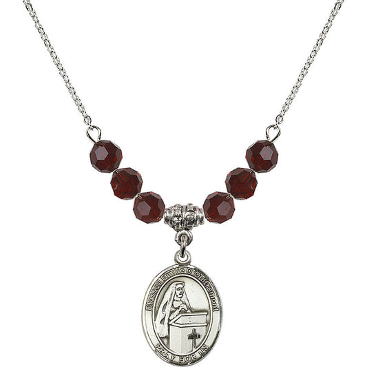 Sterling Silver Blessed Emilee Doultremont Birthstone Necklace with Garnet Beads - 8390