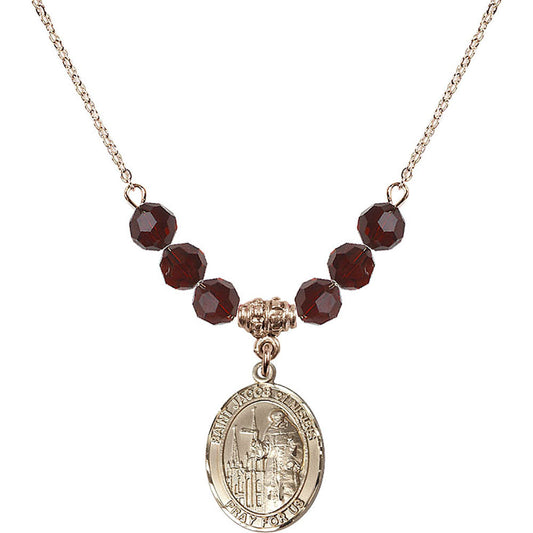 14kt Gold Filled Saint Jacob of Nisibis Birthstone Necklace with Garnet Beads - 8392