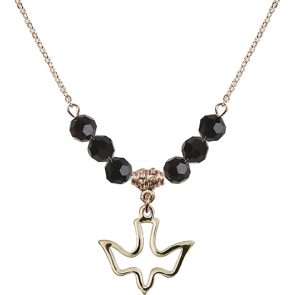 14kt Gold Filled Holy Spirit Birthstone Necklace with Jet Beads - 1510