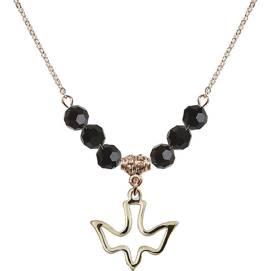 14kt Gold Filled Holy Spirit Birthstone Necklace with Jet Beads - 1510