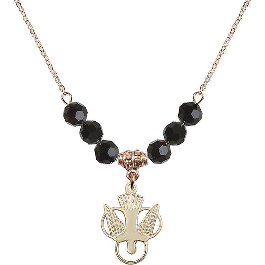 14kt Gold Filled Holy Spirit Birthstone Necklace with Jet Beads - 5430
