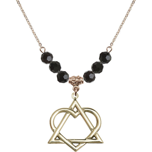 14kt Gold Filled Adoption Heart Birthstone Necklace with Jet Beads - 6210