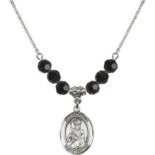 Sterling Silver Saint Louis Birthstone Necklace with Jet Beads - 8081