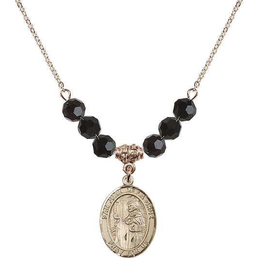 14kt Gold Filled San Juan de la Cruz Birthstone Necklace with Jet Beads - 8232