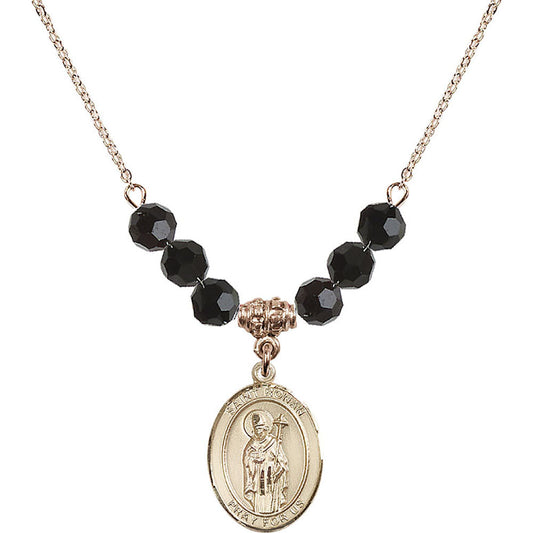 14kt Gold Filled Saint Ronan Birthstone Necklace with Jet Beads - 8315