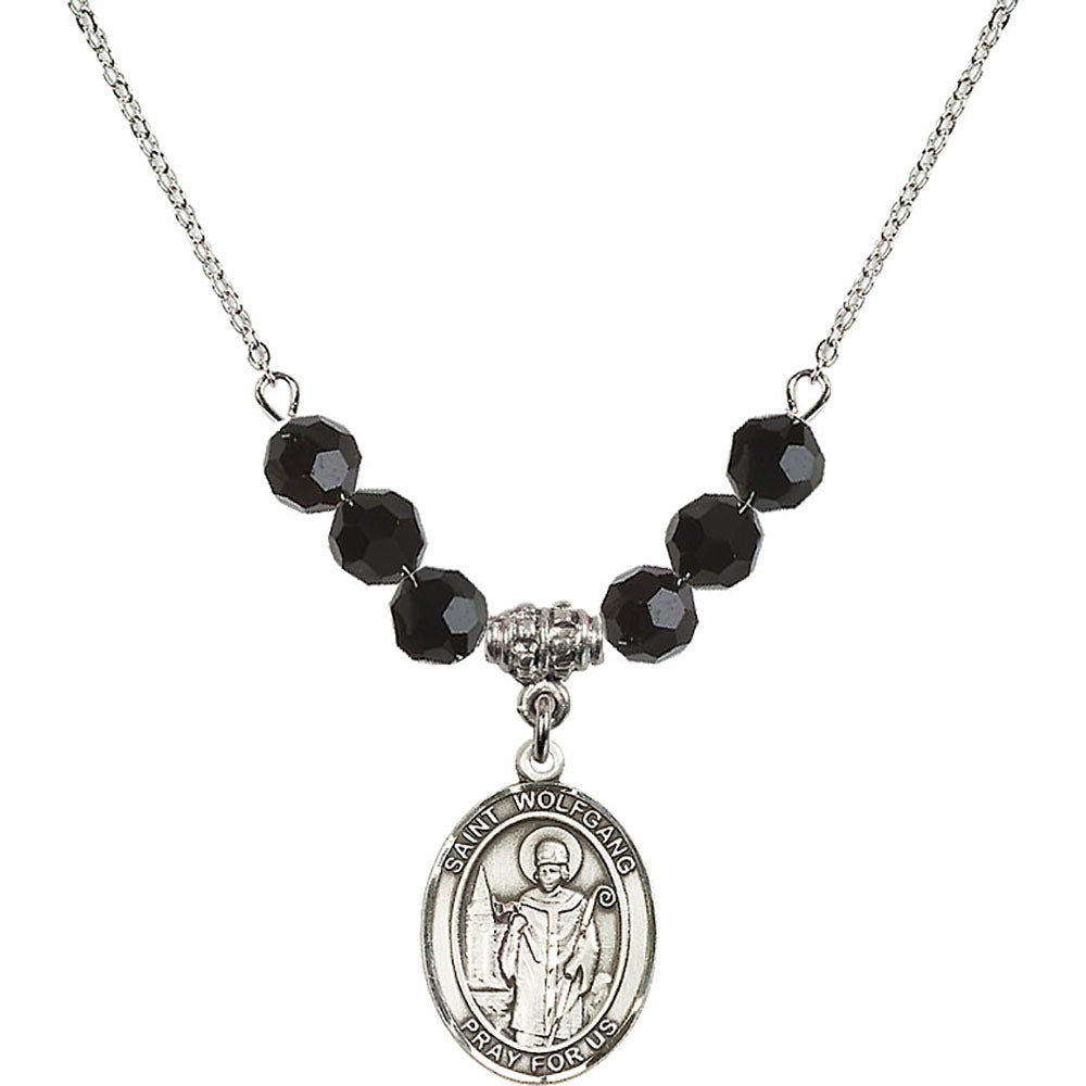 Sterling Silver Saint Wolfgang Birthstone Necklace with Jet Beads - 8323
