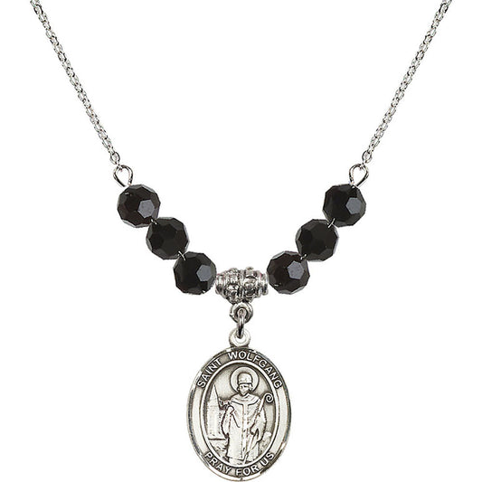 Sterling Silver Saint Wolfgang Birthstone Necklace with Jet Beads - 8323