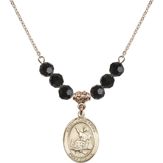 14kt Gold Filled Saint John Licci Birthstone Necklace with Jet Beads - 8358