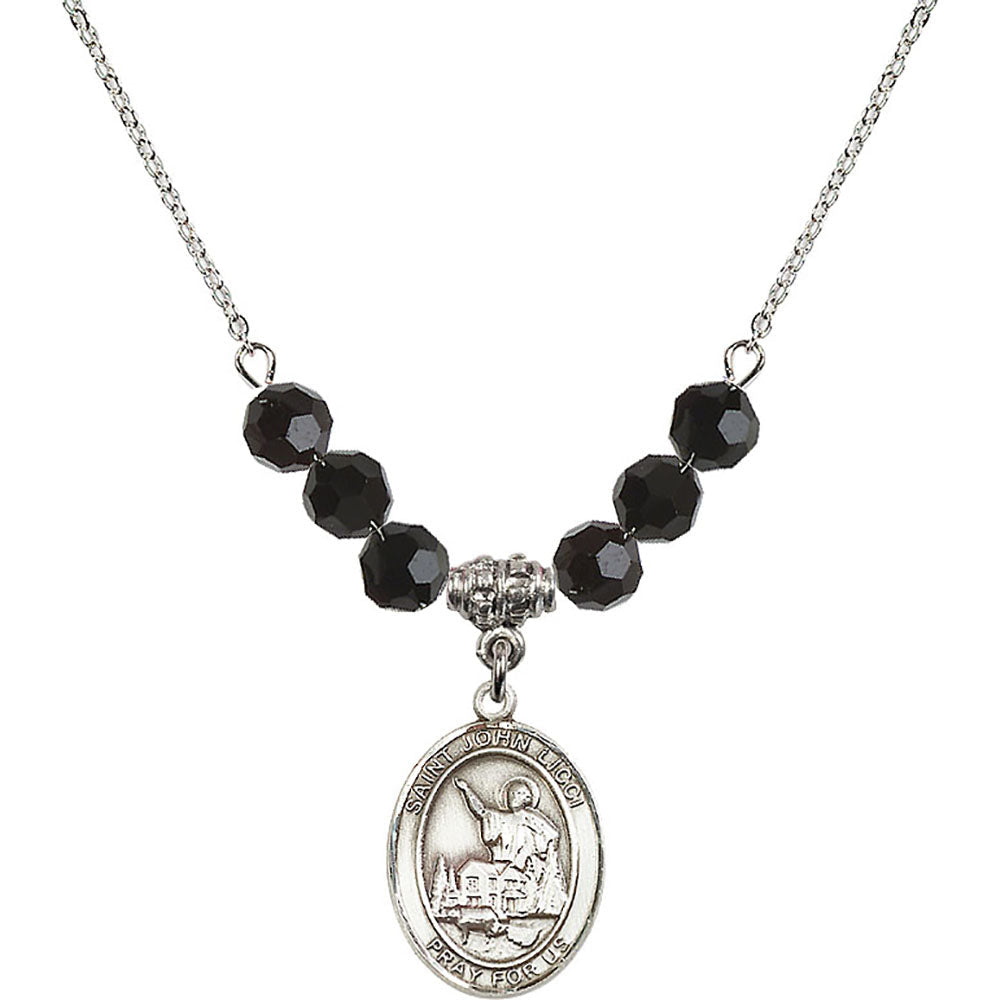 Sterling Silver Saint John Licci Birthstone Necklace with Jet Beads - 8358