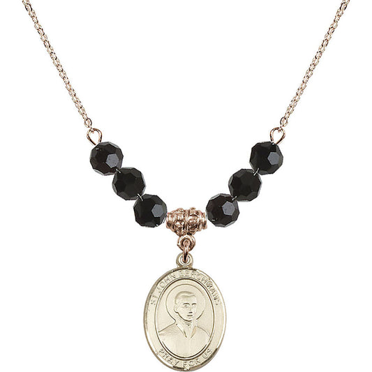 14kt Gold Filled Saint John Berchmans Birthstone Necklace with Jet Beads - 8370