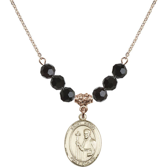 14kt Gold Filled Saint Regis Birthstone Necklace with Jet Beads - 8380