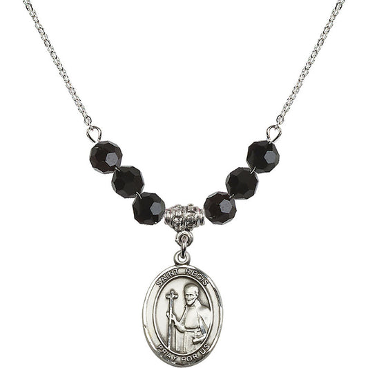 Sterling Silver Saint Regis Birthstone Necklace with Jet Beads - 8380