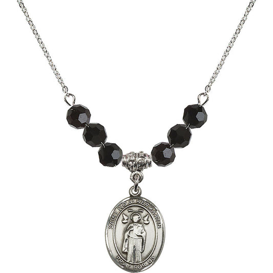 Sterling Silver Saint Ivo of Kelmartin Birthstone Necklace with Jet Beads - 8384