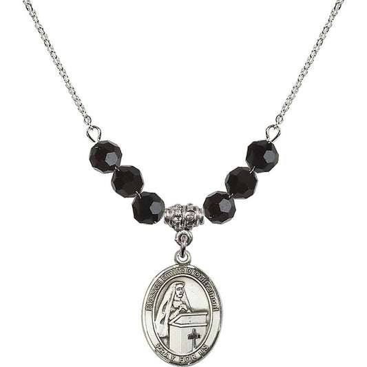 Sterling Silver Blessed Emilee Doultremont Birthstone Necklace with Jet Beads - 8390