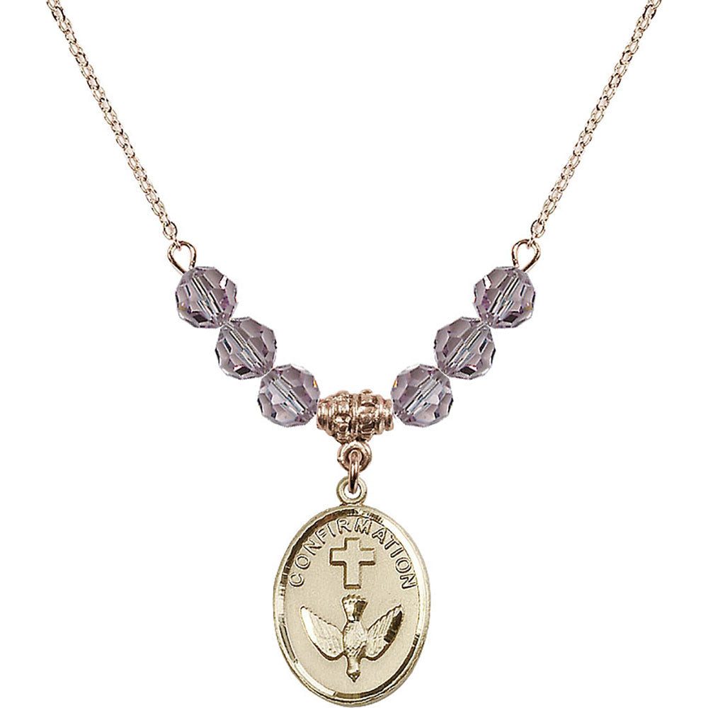 14kt Gold Filled Confirmation Birthstone Necklace with Light Amethyst Beads - 0873
