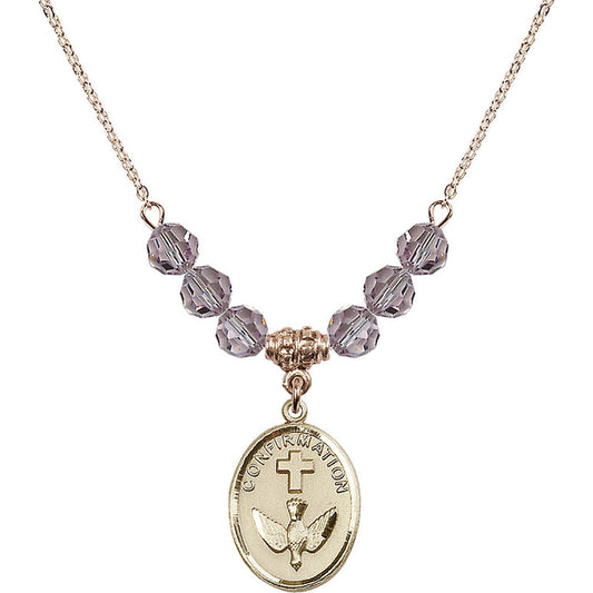 14kt Gold Filled Confirmation Birthstone Necklace with Light Amethyst Beads - 0873