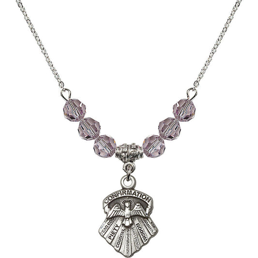 Sterling Silver Seven Gifts Birthstone Necklace with Light Amethyst Beads - 0886