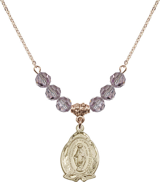 14kt Gold Filled Miraculous Birthstone Necklace with Light Amethyst Beads - 1481