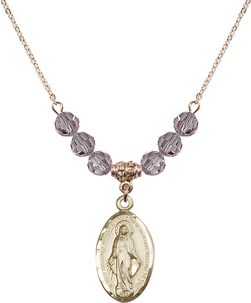 14kt Gold Filled Miraculous Birthstone Necklace with Light Amethyst Beads - 1615
