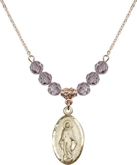 14kt Gold Filled Miraculous Birthstone Necklace with Light Amethyst Beads - 1615