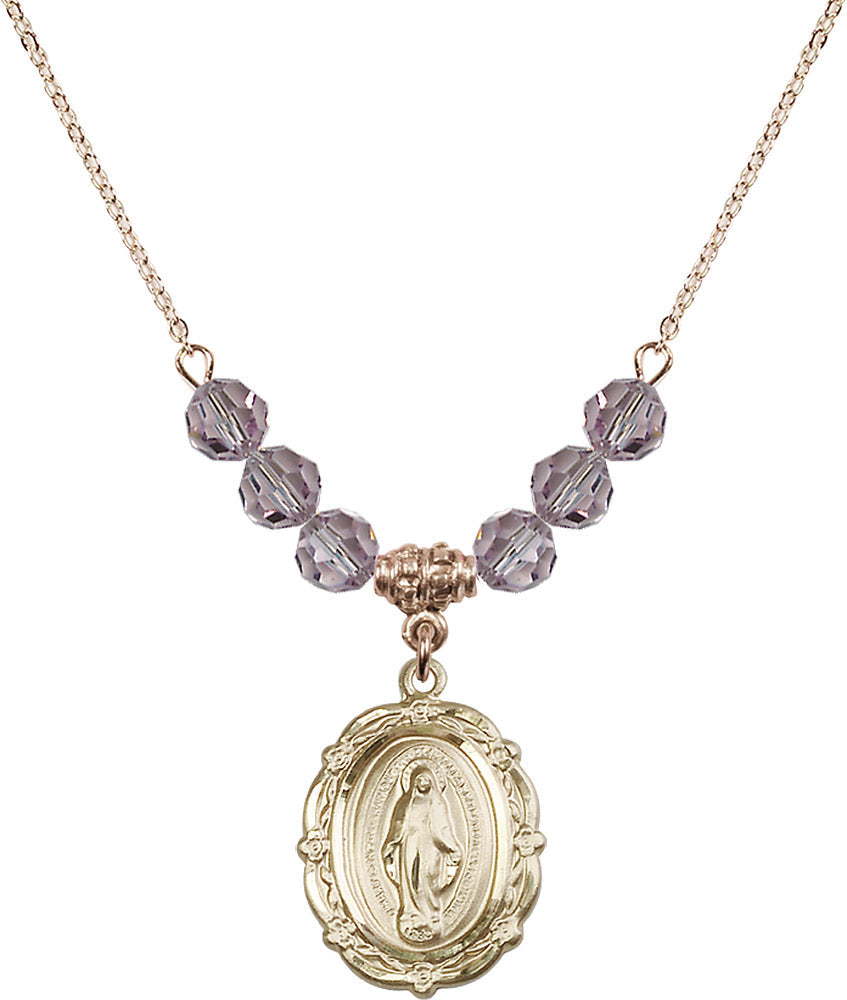 14kt Gold Filled Miraculous Birthstone Necklace with Light Amethyst Beads - 4146