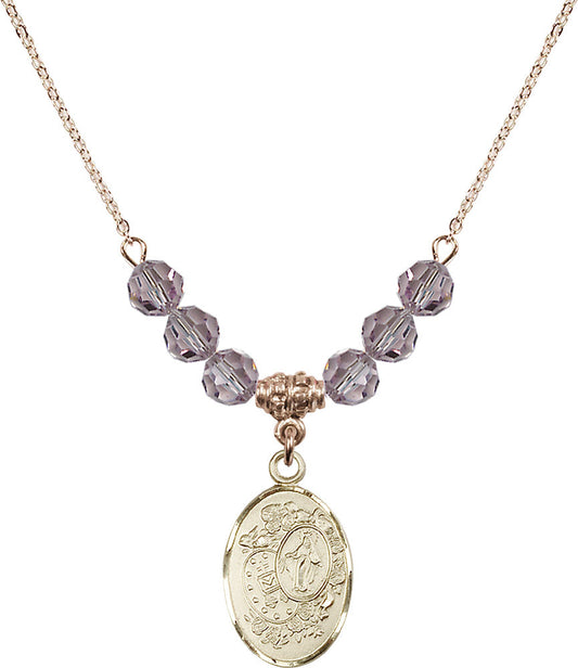 14kt Gold Filled Miraculous Birthstone Necklace with Light Amethyst Beads - 5682