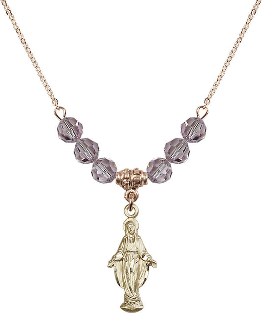 14kt Gold Filled Miraculous Birthstone Necklace with Light Amethyst Beads - 5900