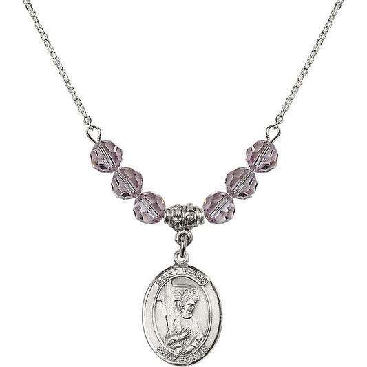 Sterling Silver Saint Helen Birthstone Necklace with Light Amethyst Beads - 8043