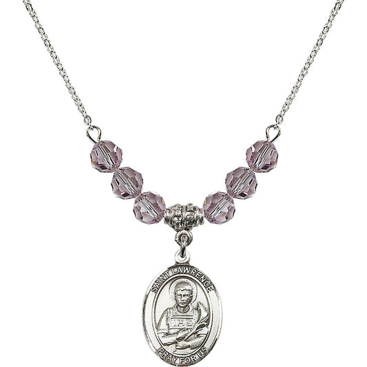 Sterling Silver Saint Lawrence Birthstone Necklace with Light Amethyst Beads - 8063