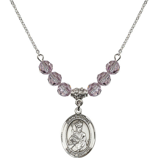 Sterling Silver Saint Louis Birthstone Necklace with Light Amethyst Beads - 8081