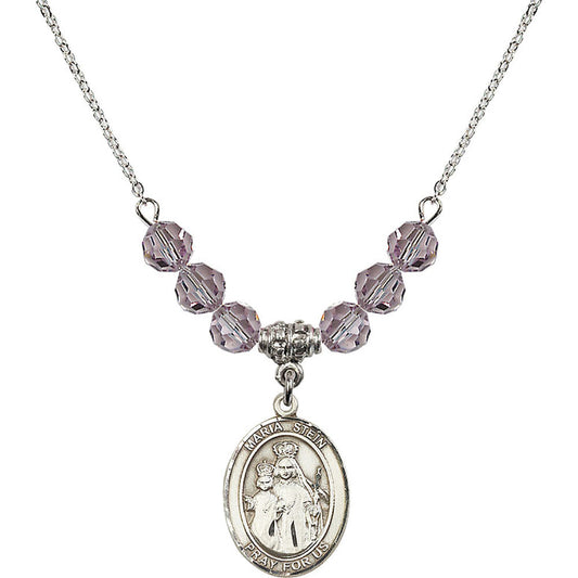 Sterling Silver Maria Stein Birthstone Necklace with Light Amethyst Beads - 8133