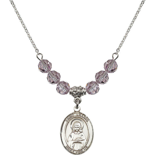 Sterling Silver Saint Lillian Birthstone Necklace with Light Amethyst Beads - 8226