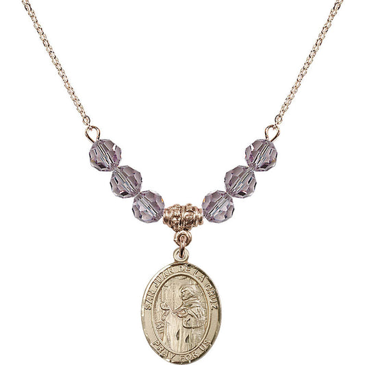 14kt Gold Filled San Juan de la Cruz Birthstone Necklace with Light Amethyst Beads - 8232