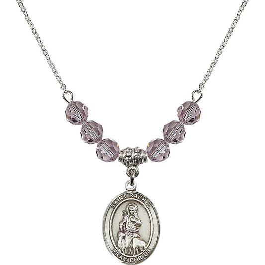 Sterling Silver Saint Rachel Birthstone Necklace with Light Amethyst Beads - 8251