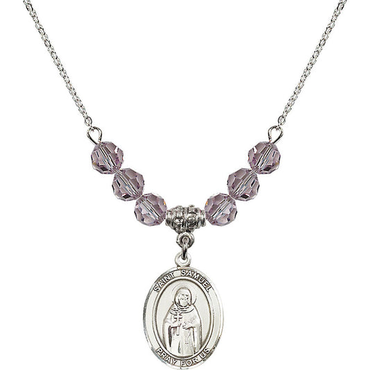 Sterling Silver Saint Samuel Birthstone Necklace with Light Amethyst Beads - 8259