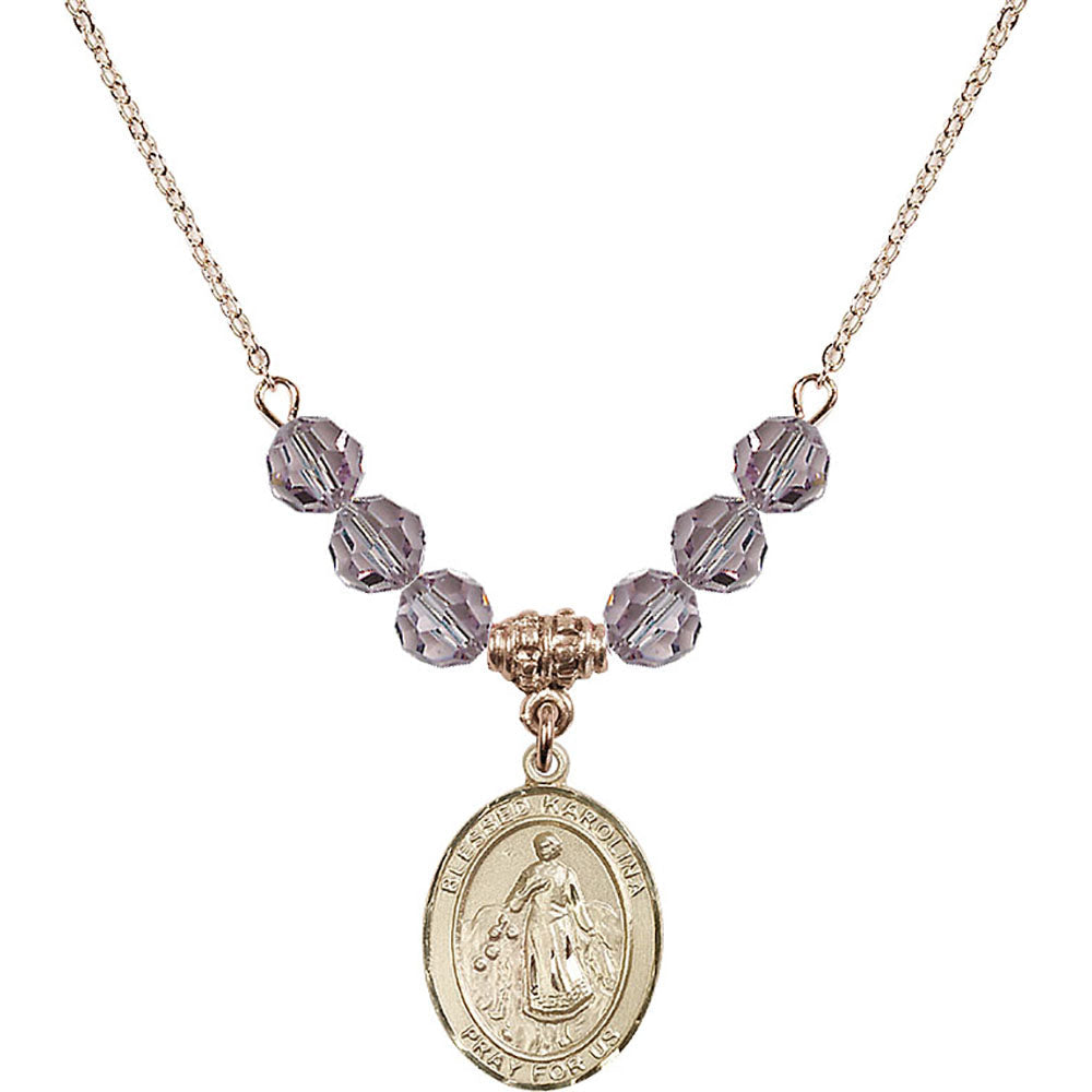 14kt Gold Filled Blessed Karolina Kozkowna Birthstone Necklace with Light Amethyst Beads - 8283