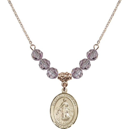 14kt Gold Filled Blessed Karolina Kozkowna Birthstone Necklace with Light Amethyst Beads - 8283