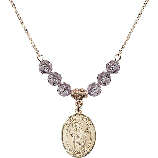 14kt Gold Filled Saint Aedan of Ferns Birthstone Necklace with Light Amethyst Beads - 8293