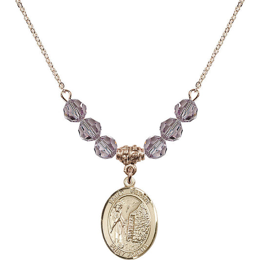 14kt Gold Filled Saint Fiacre Birthstone Necklace with Light Amethyst Beads - 8298